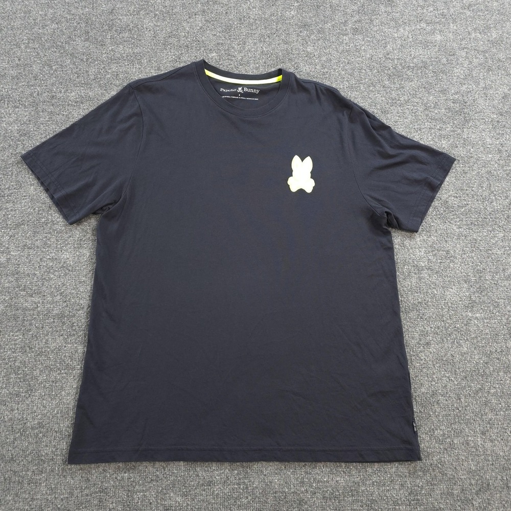 Psycho Bunny Shirt Mens 2XL Navy Pima Cotton Bunny Skull Bones Patch Logo Tee